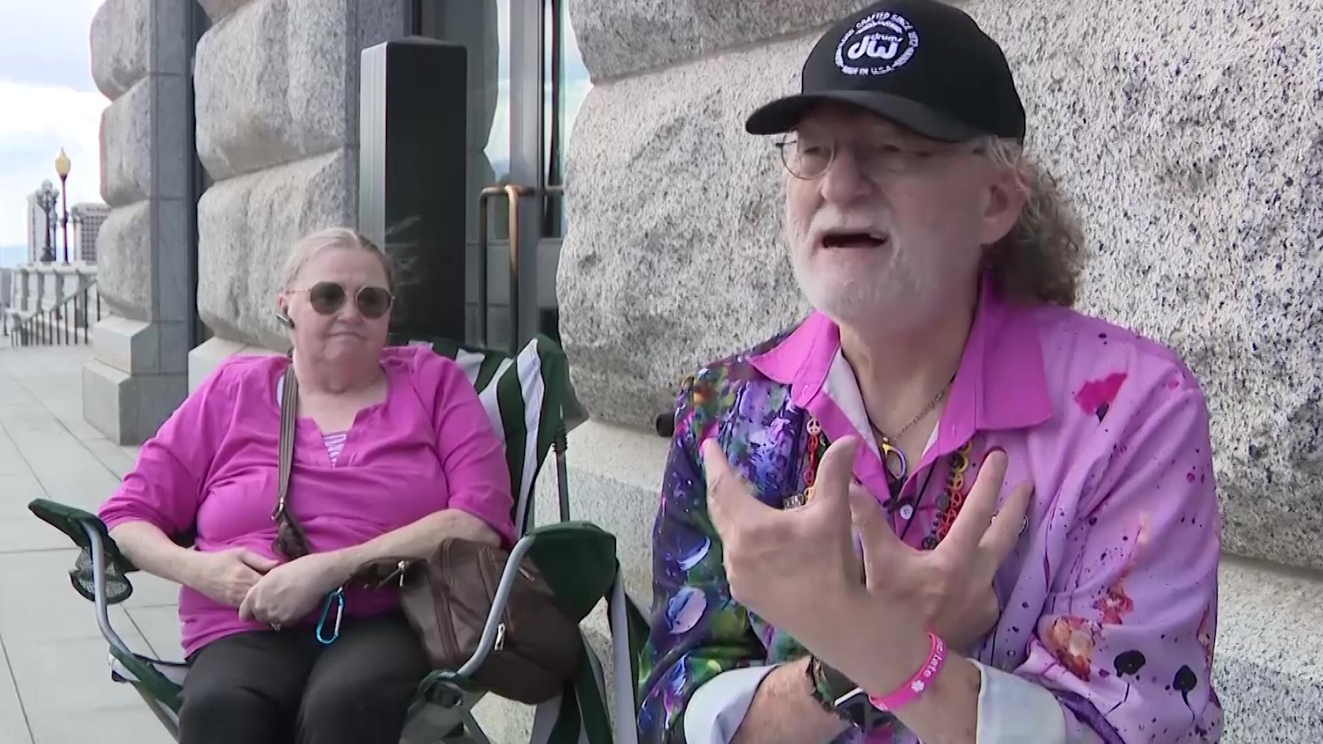 Steven Weber with his wife outside of the steps of Utah Capitol protesting a law that's preventing ...