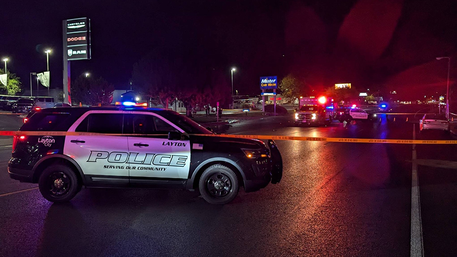 Police blocking off traffic near 1120 N and Main Street in Layton on Oct. 16, 2024....