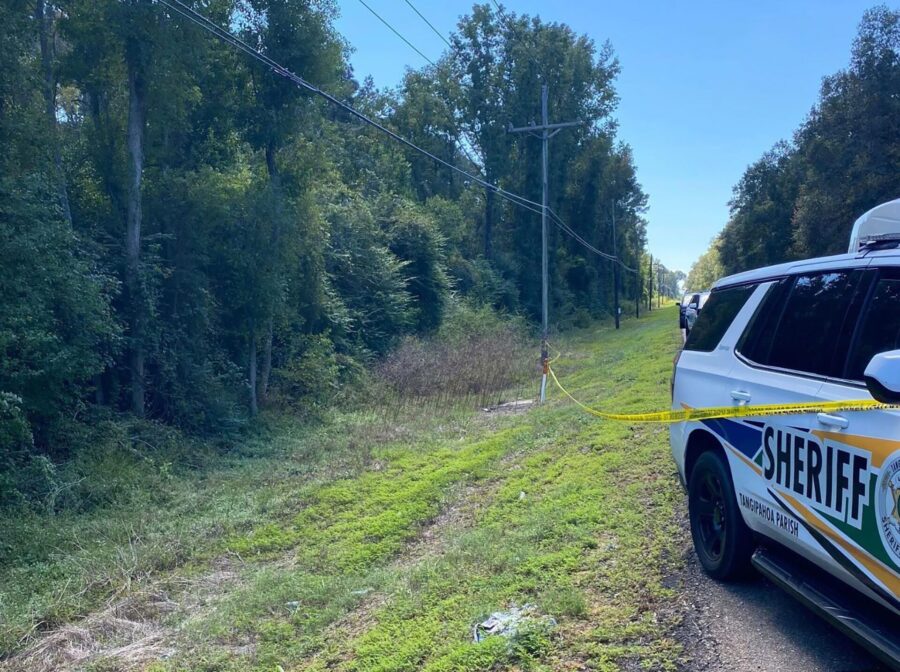 The scene where William Nicholas Abraham's body was found in a tarp is seen along Highway 51 in Tan...