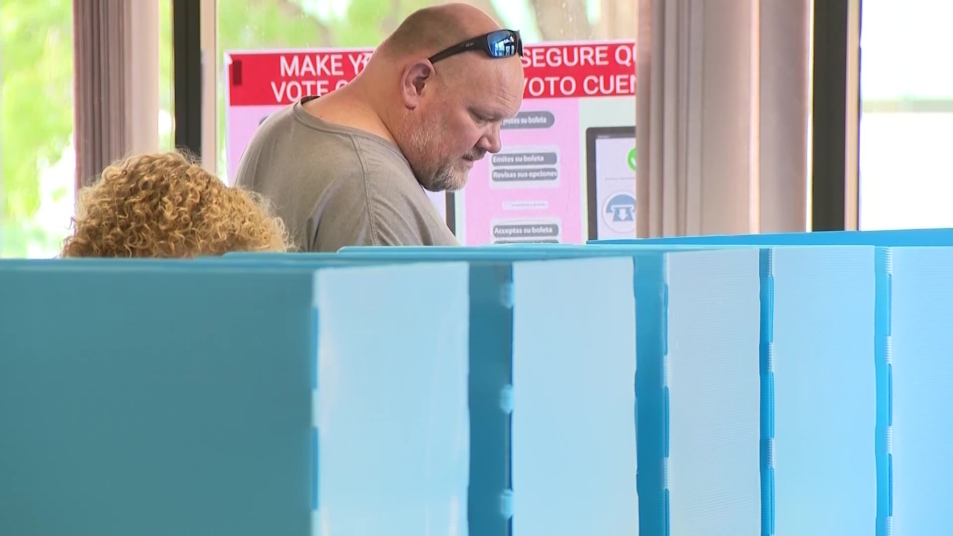 A Utah voter in Salt Lake County voting in a ballot booth....