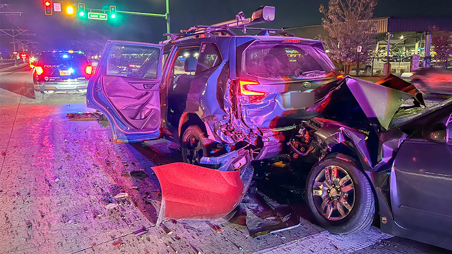 One person was injured in a three vehicle crash in Salt Lake City on Friday, Nov. 8, 2024. (Salt La...